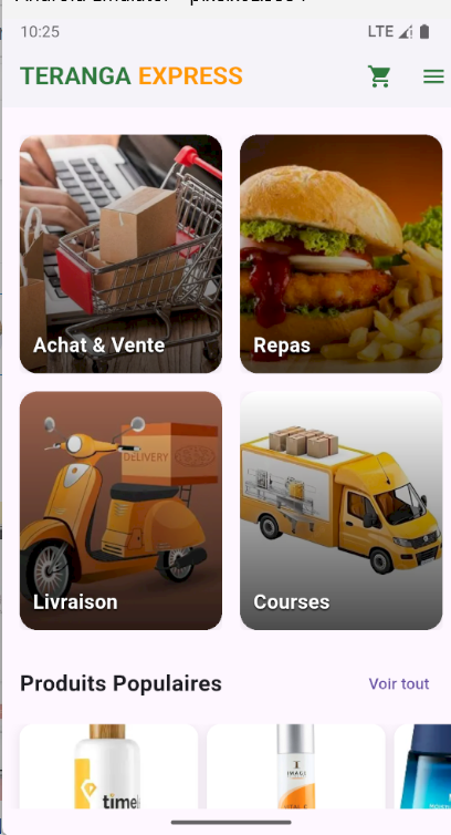 Écran d'accueil Tëranga Express